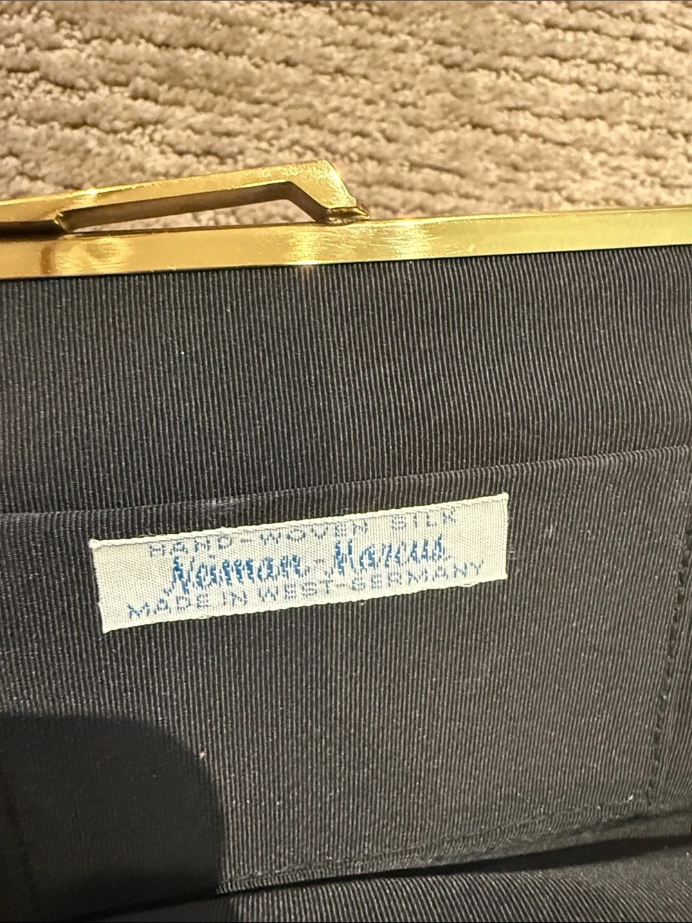 Vintage Neiman Marcus Hand Woven Silk Multicolor Striped Frame Clutch